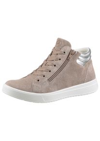 Sneaker Ara "ROM", Damen, Gr. 2,5, beige (beige, silberfarben), Glattleder, Veloursleder, Schuhe Sneaker, High Top Sneaker, Schn&uuml;rboots in Weite G (= weit)