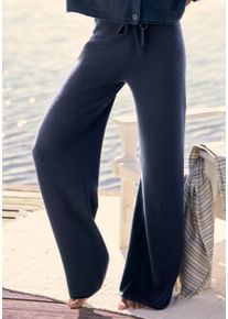Loungehose ELBSAND, Damen, Gr. 44/46, N-Gr, marine, Feinstrick, Obermaterial: 55% Baumwolle, 45% Nylon, unifarben, bequem lang, Hosen Loungehose, aus hochwertigem Feinstrick, Loungewear, Topseller