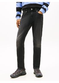 Tapered-fit-Jeans Tommy Jeans "Austim Slim Tapered", Herren, Gr. 29, L&auml;nge 30, denim schwarz, Denim/Jeans, Obermaterial: 99% Baumwolle, 1% Elasthan, unifarben, slim fit lang, Jeans Tapered-fit-Jeans, mit Logostickereien