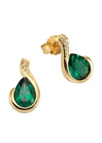 Paar Ohrstecker Firetti "Schmuck Geschenk Silber 925 Ohrschmuck", gold (gelbgoldfarben, gr&uuml;n, gr&uuml;n, wei&szlig;), Ohrringe, Damen, Silber 925 (Sterlingsilber), Paar Ohrstecker, mit Glasstein, Zirkonia (synth.)