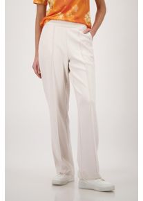 Jogger Pants monari "Basic Lurex", Damen, Gr. 46, N-Gr, beige, Web, Obermaterial: 55% Polyester, 38% Viskose, 7% Elasthan. B&uuml;ndchen: 80% Polyester, 20% Elasthan, unifarben, straight fit lang, Hosen Jogger Pants, elastischer Bund mit Glitzerstreifen, Straight Fit