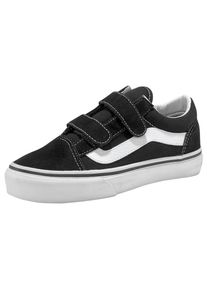Sneaker Vans "UY Old Skool V", M&auml;dchen, Gr. 27, schwarz-wei&szlig; (schwarz, wei&szlig;), Textil, Veloursleder, unifarben mit Farbeinsatz, Schuhe Sneaker, mit klassischer Logo-Flag, Topseller