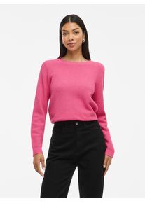 Rundhalspullover Vila "VIDALO O-NECK L/S KNIT TOP- NOOS", Damen, Gr. L, sangria sunset, Feinstrick, Obermaterial: 100% Baumwolle, unifarben, regular fit normal, Rundhals, Rippb&uuml;ndchen, Pullover Rundhalspullover, Baumwolle, regular fit