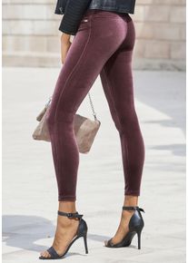 Leggings Lascana, Damen, Gr. 32/34, N-Gr, rot (weinrot), Samt, Obermaterial: 92% Polyester, 8% Elasthan, Hosen Leggings, in weicher, elastischer Samtoptik