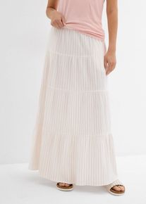 bonprix Gestreifter Maxirock aus reiner Baumwolle, rosa, Gr.36, Komfortabler Maxirock aus reiner Baumwolle, aus 100% Baumwolle