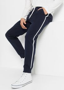 bonprix Jogginghose mit Kontrastdetails (2er-Pack), schwarz, Gr.44/46 (S), Sportliche Jogginghose im Regular Fit mit seitlichen Kontrast Streifen im 2er Pack, von innen weich angeraut, 60% Baumwolle