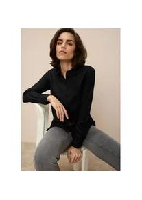 Hemdbluse Tamaris, Damen, Gr. 40, schwarz, Web, Obermaterial: 100% Viskose, figurumspielend Po-bedeckend, Manschette, Blusen Hemdbluse, im Oversize-Look mit Taschen