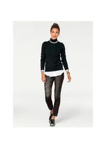 Rollkragenpullover Heine "Rollkragen-Pullover", Damen, Gr. 38, schwarz, 100% Baumwolle, unifarben, Pullover Rollkragenpullover