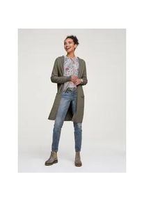 Longstrickjacke Heine, Damen, Gr. 34, gr&uuml;n (oliv), 52% Viskose, 26% Polyester, 22% Polyamid, unifarben, Strickjacken Longstrickjacke