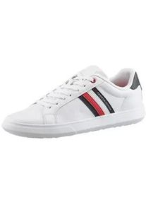 Sneaker Tommy Hilfiger "ESSENTIAL LEATHER CUPSOLE", Herren, Gr. 41, bunt (wei&szlig;, dunkelblau), Leder, Schuhe Sneaker, Freizeitschuh, Halbschuh, Schn&uuml;rschuh mit typischen Streifen