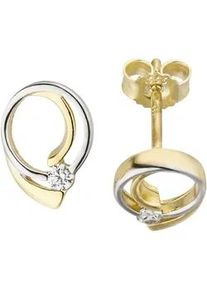 Paar Ohrstecker Jobo, gold (gelbgold 333, wei&szlig;), Ohrringe, Damen, Gelbgold 333, 333 Gold bicolor mit Zirkonia