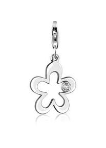 Charm-Einh&auml;nger NENALINA "Blumen-Anh&auml;nger Zirkonia Kristalle 925 Silber", silber, Charms, Damen, mit Steinen, Silber 925 (Sterlingsilber)