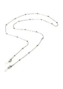 Brillenkette Firetti "mit Kugelelementen, rhodiniert", silber (metallfarben, transparent), Trageb&auml;nder, DamenL:78cm, Gummi, Metall, L:78cm