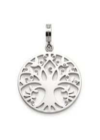 Charm-Einh&auml;nger Leonardo "Lebensbaum", silber (edelstahlfarben, wei&szlig;, wei&szlig;), Charms, Damen, Edelstahl, mit Kristallglas