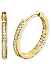 Paar Creolen Engelsrufer "Keep it so simple", gold (gelbgoldfarben, kristallwei&szlig;, kristallwei&szlig;), Ohrringe, Damen, 24mm, Silber 925 (Sterlingsilber), mit Zirkonia (synth.)