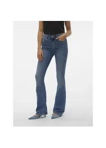 V&eacute;ro Moda Bootcut-Jeans VERO MODA "VMFLASH MR FLARED JEANS LI347 GA NOOS", Damen, Gr. S (36), L&auml;nge 32, blau (medium blau denim), Denim/Jeans, Obermaterial: 89% Baumwolle, 9% Elastomultiester, 2% Elasthan, unifarben, ausgestellt lang, Jeans, Baumwollmischung mit Stretch, regular waist, bootcut fit
