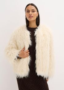 bonprix Oversize Fellimitat-Jacke, wei&szlig;, Gr.40, L&auml;ssige Oversize Fellimitat-Jacke
