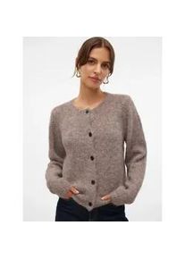 V&eacute;ro Moda Strickjacke VERO MODA "VMNOVAH LS O-NECK BUTTON CARDI GA NOOS", Damen, Gr. XL, braun lentil detail:melange, Strick, Obermaterial: 70% Polyester, 21% Nylon, 8% Wolle, 1% Elasthan, meliert, regular fit h&uuml;ftlang, Rundhals, Strickjacken Strickjacke, Topseller
