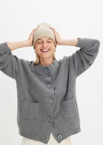 bonprix Oversize-Strickjacke, grau, Gr.36/38 (S), Kuschelige Jacke mit Knopfverschluss