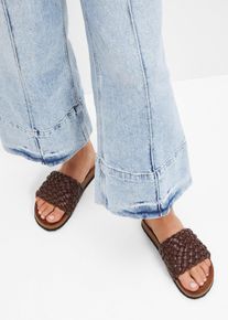 bonprix Pantoletten in Flechtoptik, braun, Gr.40, Modische Puffy Pantolette mit Flechtdetails, aus Vegan
