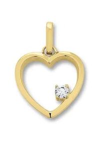Kettenanh&auml;nger ONE ELEMENT "Zirkonia Herz Herz Anh&auml;nger aus 333 Gelbgold", gold, Schmuckanh&auml;nger, Damen, Gelbgold 333 Gold, Gelbgold 333, Gold, Kettenanh&auml;nger, Zart & emotional &ndash; ein Geschenk, das von Herzen kommt