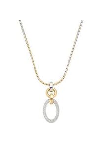 Kette mit Anh&auml;nger Leonardo "Halskette Lena", gelb (edelstahlfarben, gelbgoldfarben, kristallwei&szlig;), Halsketten, Damen, Edelstahl, L: 47 B: 1mm, mit Zirkonia (synth.), B:1mm