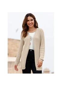 Ajourstrickjacke Classic Basics, Damen, Gr. 54, beige (sand), 100% Baumwolle, unifarben, Strickjacken Ajourstrickjacke