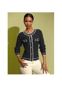 CR&Eacute;ATION L Strickjacke CREATION L, Damen, Gr. 50, schwarz (schwarz, champagner, gemustert), 50% Baumwolle, 50% Polyacryl, unifarben, Strickjacken Strickjacke