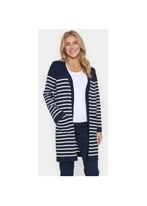 Strickjacke SAINT TROPEZ "GrilaSZ Open Cardigan", Damen, Gr. XS, baritone ice stripe, Strick, Obermaterial: 80% Viskose, 20% Polyacryl, gestreift, kniefrei, V-Ausschnitt, Strickjacken Strickjacke
