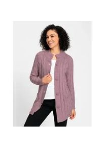 Longstrickjacke Inspirationen, Damen, Gr. 40, lila (mauve), 60% Baumwolle, 40% Polyacryl, unifarben, Strickjacken Longstrickjacke