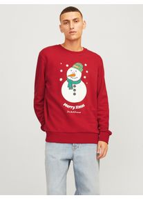 Jack & Jones Sweatshirt JACK & JONES "JJXMAS JOLLY SWEAT CREW NECK", Herren, Gr. S, gr&uuml;n (scarlet sage), angeraute Sweatware, Obermaterial: 88% Baumwolle, 12% Polyester, bedruckt, normal, Rundhals, Rippb&uuml;ndchen, Sweatshirts Sweatshirt
