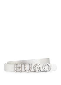 Lederg&uuml;rtel Hugo "Zula-S-L Sz15", Damen, Gr. 80, silber (silber 041), Leder, unifarben, G&uuml;rtel Lederg&uuml;rtel, mit Ziersteinen besetzte Schlie&szlig;e