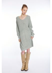 Haily's Strickkleid HAILY&rsquo;S "SH P DR Pi44pa", Damen, Gr. XS, N-Gr, khaki marl, Rippstrick, Obermaterial: 94% Polyester, 3% Elasthan, 3% Nylon, meliert, oversize kurz, V-Ausschnitt, Kleider Strickkleid