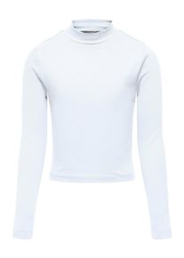 Langarmshirt KIDS Only "KOGLINEA LIFE L/S SHORT TOP JRS", M&auml;dchen, Gr. 122, wei&szlig; (hellwei&szlig;), Jersey, Obermaterial: 92% Baumwolle, 8% Elasthan, unifarben, regular fit, Rundhals, Shirts Langarmshirt