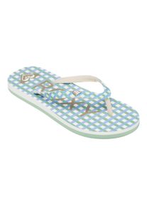 Sandale Roxy "Pebbles", M&auml;dchen, Gr. 35, blau plaid, wei&szlig;, Obermaterial:Obermaterial: 95% Synthetikmaterial, 5% Metall / Futter: 100% Synthetikmaterial / Au&szlig;ensohle: 100% Moosgummi;, Schuhe Sandale