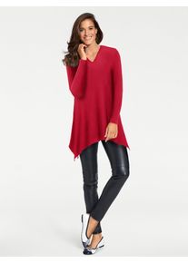 Longshirt Heine "Longshirt", Damen, Gr. 46, rot, 95% Viskose, 5% Elasthan, unifarben, V-Ausschnitt, Shirts Longshirt
