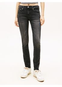 Skinny-fit-Jeans Tommy Jeans "SOPHIE LW SKN", Damen, Gr. 28, L&auml;nge 30, denim schwarz1, Denim/Jeans, Obermaterial: 99% Baumwolle, 1% Elasthan, unifarben, skinny fit kn&ouml;chellang, Jeans Skinny-fit-Jeans, mit Logo-Badge, in Kn&ouml;chell&auml;nge