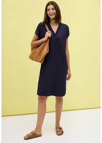 Strickkleid Cecil, Damen, Gr. L (42), N-Gr, blau (urban dunkelblau), Web, Obermaterial: 78% Viskose, 17% Polyester, 5% Elasthan, unifarben, l&auml;ssig geschnitten kniefrei, V-Ausschnitt, Kleider Strickkleid, mit Hemdkragen