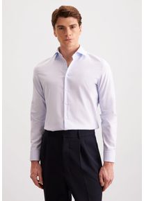 Businesshemd Seidensticker "Schwarze Rose", Herren, Gr. XXL (46), normale &Auml;rmell&auml;ngen, blau, 100% Baumwolle, Fischgratmuster, tailored fit, 2-Knopf-Manschette, Hemden Businesshemd, Shaped 1/1 Kentkragen Fischgrat