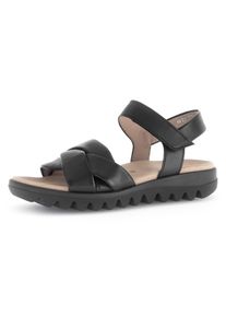Riemchensandale Gabor, Damen, Gr. 44, schwarz, Glattleder, unifarben, Schuhe Riemchensandale, Sommerschuh, Keilsandalette, Bequemschuh mit Klettverschluss
