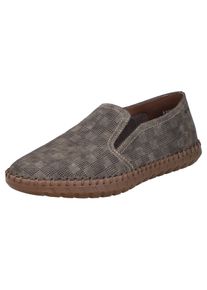 Slipper Rieker, Herren, Gr. 42, braun (kaffee), Lederimitat, Schuhe Slipper, Loafer, Schlupfschuh, Casual-Slipper mit kleinen Stretcheins&auml;tzen