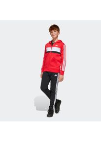 Trainingsanzug adidas Sportswear "J 3S TIB FL TS", Damen, Gr. 176, rot (pure ruby, wei&szlig;), Obermaterial: 70% Baumwolle, 30% Polyester, Sportanz&uuml;ge Trainingsanzug