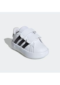 Klettschuh adidas Sportswear "GRAND COURT 2.0 KIDS", M&auml;dchen, Gr. 22, schwarz-wei&szlig; (cloud wei&szlig;, core schwarz, cloud wei&szlig;), Synthetik, Schuhe Klettschuh, Design auf den Spuren des adidas Superstar, f&uuml;r Kinder