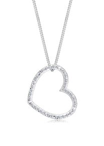 Lange Kette Elli "Halskette Herz Zirkonia Wei&szlig; 925 Sterling Silber" Gr. 70, wei&szlig;, Halsketten, Damen, mit Stein, Silber 925 (Sterlingsilber), Lange Kette