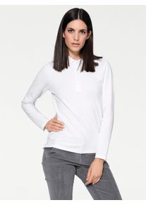 Poloshirt Heine "Poloshirt", Damen, Gr. 34, wei&szlig;, 95% Baumwolle, 5% Elasthan, unifarben, Shirts Poloshirt