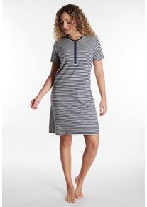 G&ouml;tzburg Nachthemd G&Ouml;TZBURG, Damen, Gr. 46, N-Gr, blau, dunkel, ringel, Single Jersey, Obermaterial: 100% Baumwolle, Kleider Nachthemd