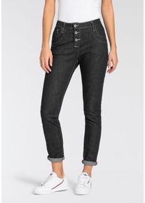 5-Pocket-Jeans Please Jeans, Damen, Gr. XS (34), N-Gr, schwarz (schwarz, grau), Denim/Jeans, Obermaterial: 98% Baumwolle, 2% Elasthan, Abriebeffekte, figurbetont, Jeans 5-Pocket-Jeans, Sichtbare Knopfleiste