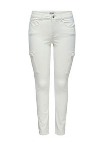 Skinny-fit-Jeans Only "ONLRUSH MID WAIST SK CARGO DNM", Damen, Gr. XS (34), L&auml;nge 30, beige (ecru), Denim/Jeans, Obermaterial: 92% Baumwolle, 6% Elastomultiester, 2% Elasthan, unifarben, skinny fit kn&ouml;chellang, Jeans Skinny-fit-Jeans