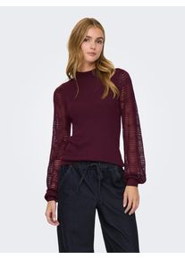 Strickpullover Only "ONLANNELINA LS HIGHNECK KNT", Damen, Gr. XS, winetasting, Strick, Obermaterial: 50% Polyester, 33% Viskose, 17% Modal, unifarben, regular fit, Pullover Strickpullover