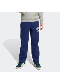 Sporthose adidas Sportswear "SAISON ESSENTIALS COLLEGE TYPOGRAPHIE KINDER", Damen, Gr. 140, N-Gr, blau (dunkelblau, wei&szlig;,), Obermaterial: 55% Baumwolle, 36% Polyester, 9% Viskose, Hosen Sporthose, f&uuml;r Kinder und Teens, sportlicher Stil, mit Seitentaschen